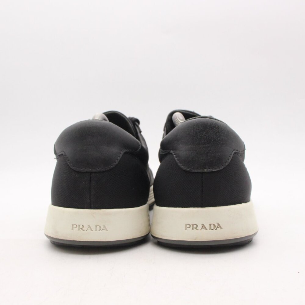 Prada Black Canvas Shoes Men's UK 9 Lace Up Casual Trainers Sneakers - Picture 4 of 11